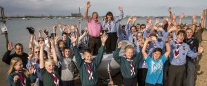 Safety boat cheering group