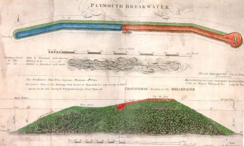 Plan and transverse section of Plymouth Breakwater, published by John Cooke 1843
