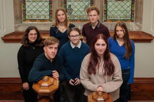 The new engineer scholars at The Rochester Bridge Trust’s Bridge Chapel. From left, back row: Sophia, Emma, Alfie and Laura. Front row: George, Jacqueline and Lily.